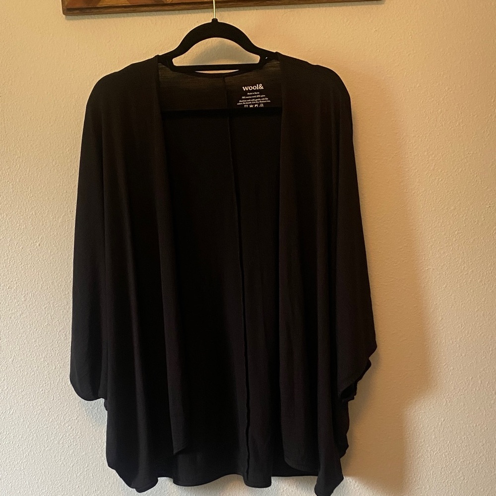 wool& Black Open-Front Women's Poncho Shrug